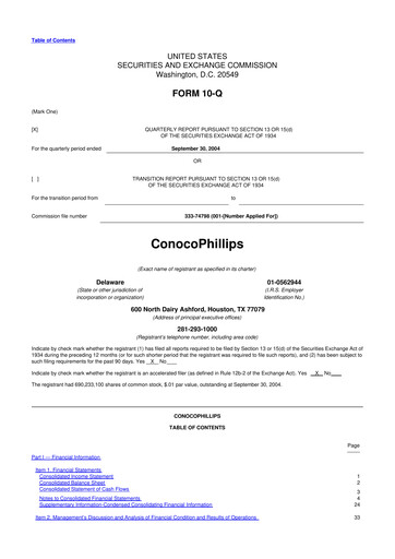 Thumbnail ConocoPhillips 10-Q Quarterly Report FY 