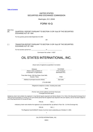 Thumbnail Oil States International
 10-Q Quarterly Report FY 