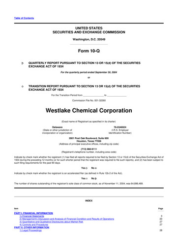 Thumbnail Westlake Corporation
 10-Q Quarterly Report FY 