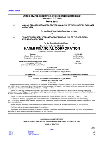 Vorschaubild Hanmi Financial 10-K Jahresbericht 