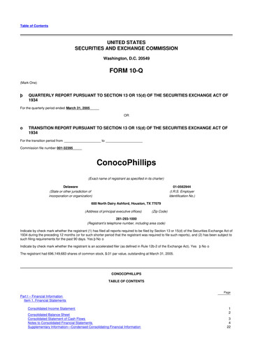 Thumbnail ConocoPhillips 10-Q Quarterly Report FY 