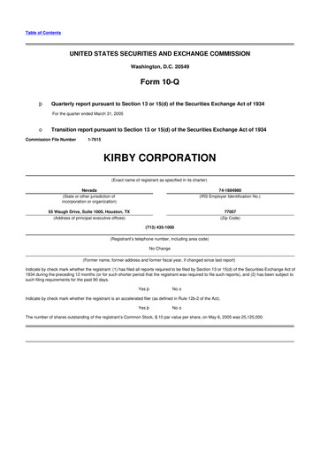 Thumbnail Kirby Corporation
 10-Q Quarterly Report FY 