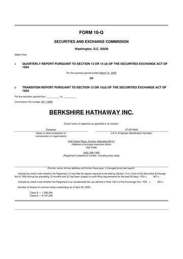 Thumbnail Berkshire Hathaway  10-Q Quarterly Report FY 