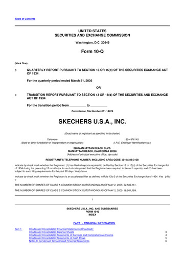 Thumbnail Skechers
 10-Q Quarterly Report FY 