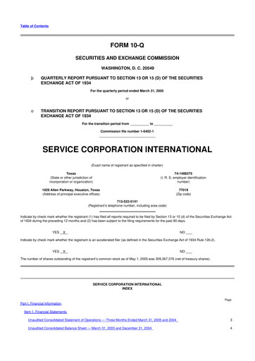Vorschaubild Service Corporation International
 10-Q Quartalsbericht  