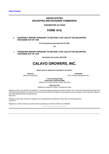 Thumbnail Calavo Growers
 10-Q Quarterly Report FY 