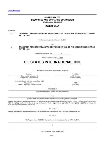 Thumbnail Oil States International
 10-Q Quarterly Report FY 