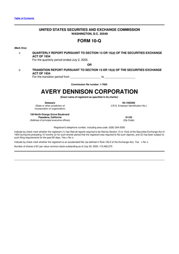 Thumbnail Avery Dennison
 10-Q Quarterly Report FY 