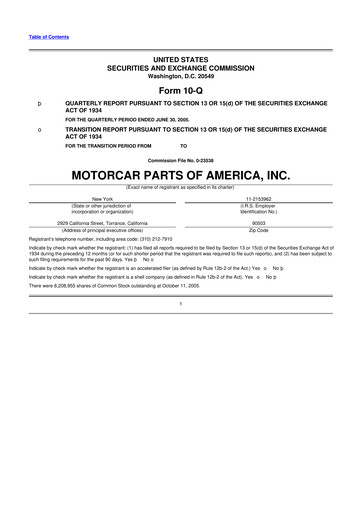 Thumbnail Motorcar Parts of America 10-Q Quarterly Report FY 