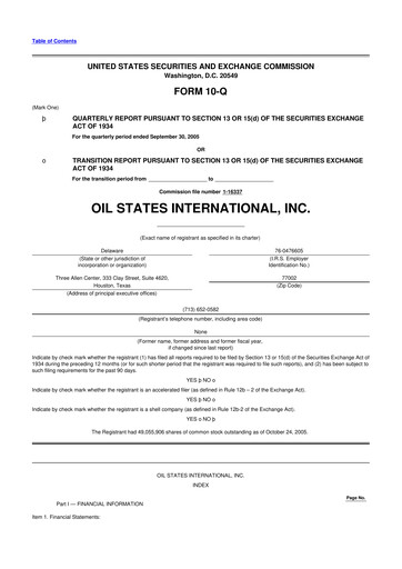 Thumbnail Oil States International
 10-Q Quarterly Report FY 