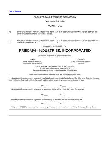 Vorschaubild Friedman Industries 10-Q Quartalsbericht  