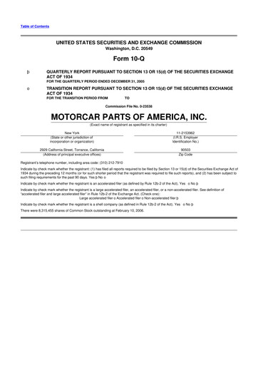 Thumbnail Motorcar Parts of America 10-Q Quarterly Report FY 