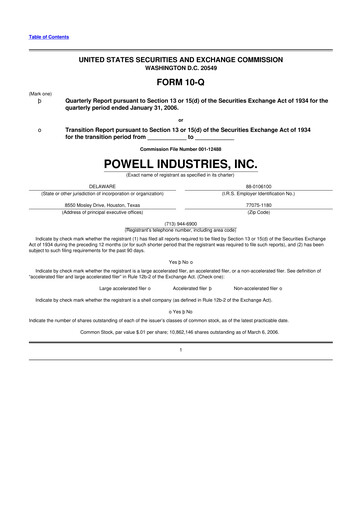 Miniature Powell Industries 10-Q Rapport trimestriel  