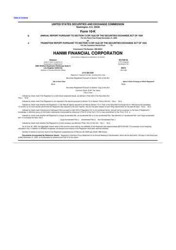 Vorschaubild Hanmi Financial 10-K Jahresbericht 