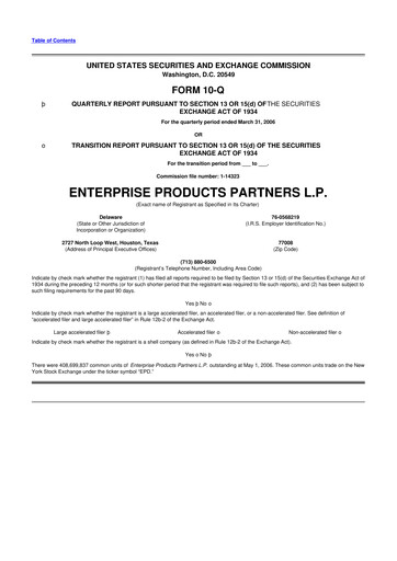 Thumbnail Enterprise Products 10-Q Quarterly Report FY 