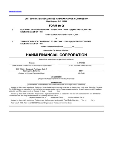 Vorschaubild Hanmi Financial 10-Q Quartalsbericht  