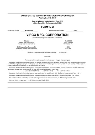 Thumbnail Virco Manufacturing 10-Q Quarterly Report FY 