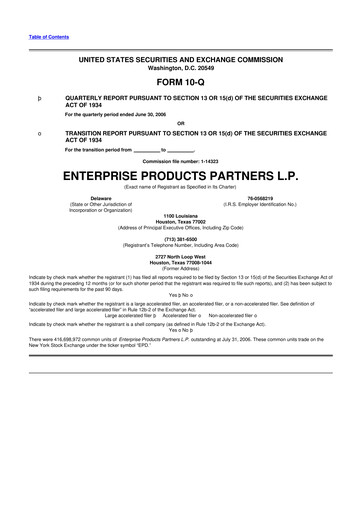 Thumbnail Enterprise Products 10-Q Quarterly Report FY 