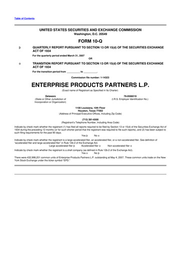 Thumbnail Enterprise Products 10-Q Quarterly Report FY 