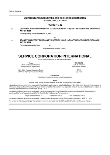 Vorschaubild Service Corporation International
 10-Q Quartalsbericht  