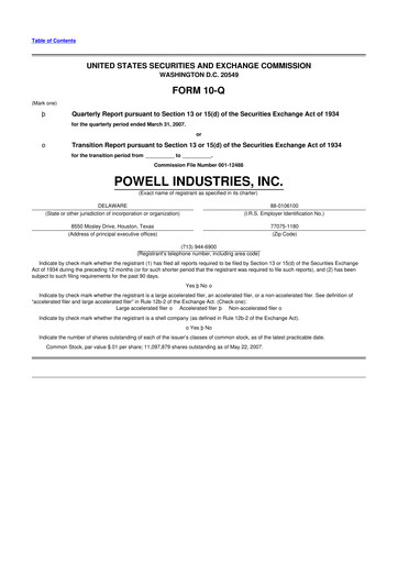 Miniature Powell Industries 10-Q Rapport trimestriel  