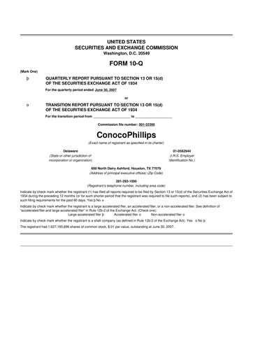 Thumbnail ConocoPhillips 10-Q Quarterly Report FY 