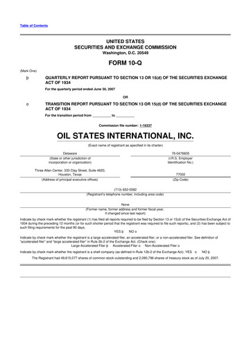 Thumbnail Oil States International
 10-Q Quarterly Report FY 