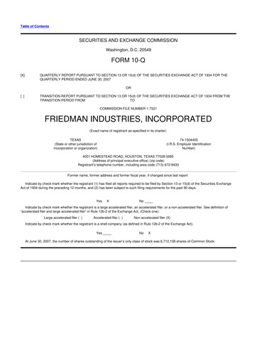 Vorschaubild Friedman Industries 10-Q Quartalsbericht  