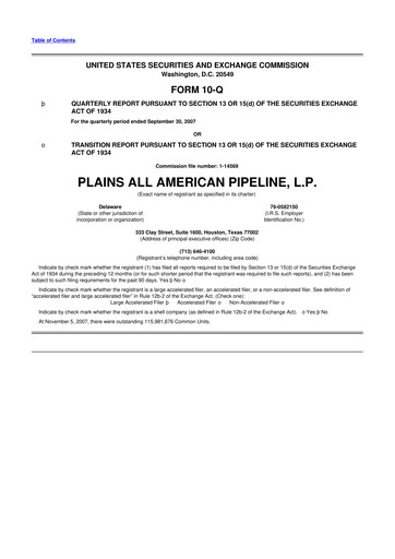 Thumbnail Plains All American Pipeline 10-Q Quarterly Report FY 