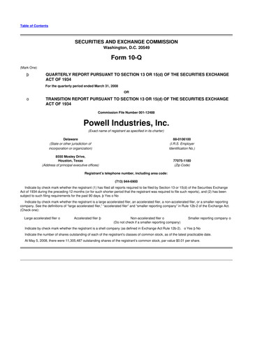 Miniature Powell Industries 10-Q Rapport trimestriel  