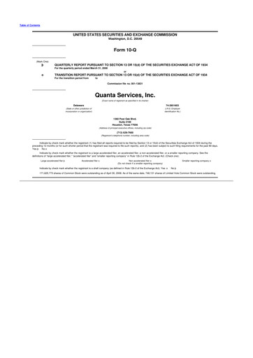 Thumbnail Quanta Services
 10-Q Quarterly Report FY 