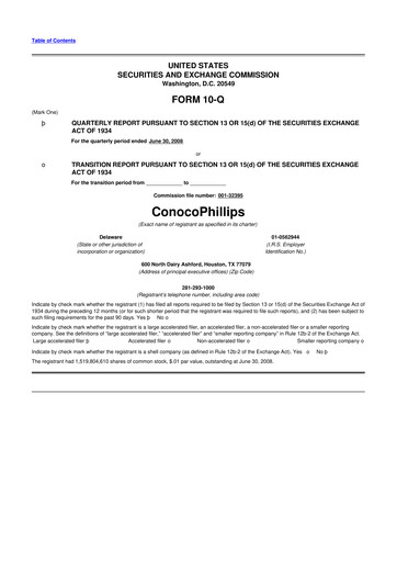 Thumbnail ConocoPhillips 10-Q Quarterly Report FY 