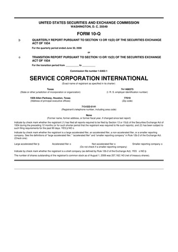 Vorschaubild Service Corporation International
 10-Q Quartalsbericht  