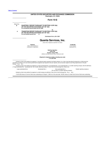 Thumbnail Quanta Services
 10-Q Quarterly Report FY 