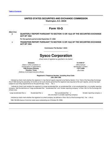 Thumbnail Sysco 10-Q Quarterly Report FY 