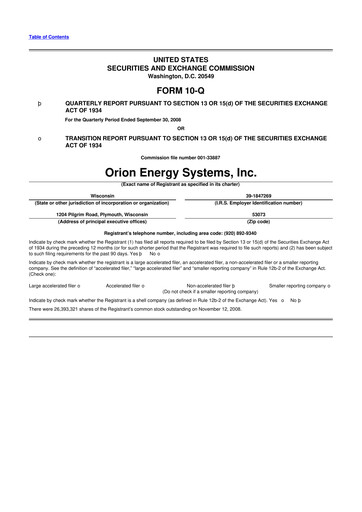 Vorschaubild Orion Energy Systems
 10-Q Quartalsbericht  