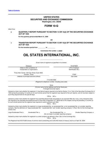 Thumbnail Oil States International
 10-Q Quarterly Report FY 