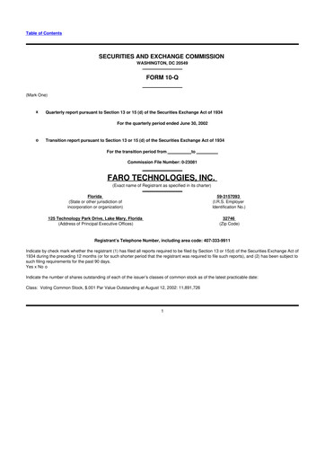Thumbnail Faro Technologies
 10-Q Quarterly Report FY 
