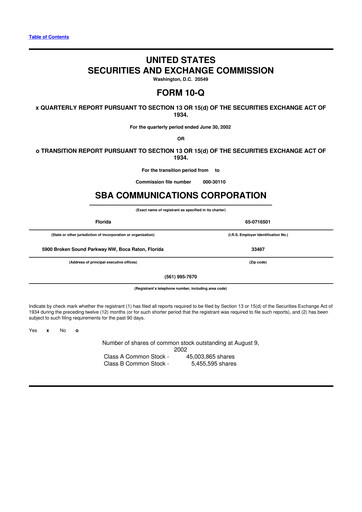 Thumbnail SBA Communications 10-Q Quarterly Report FY 