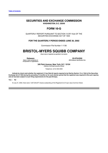 Thumbnail Bristol-Myers Squibb 10-Q Quarterly Report FY 