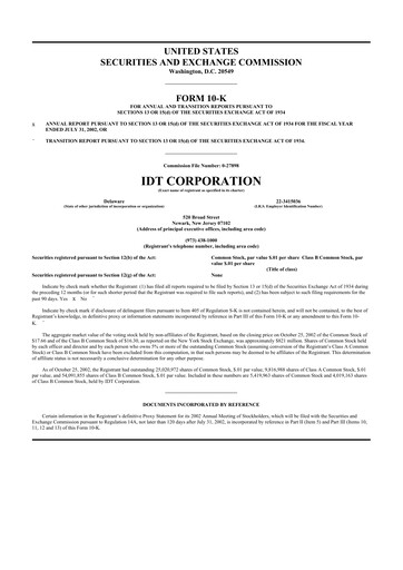 Thumbnail IDT Corporation
 10-K Annual Report 