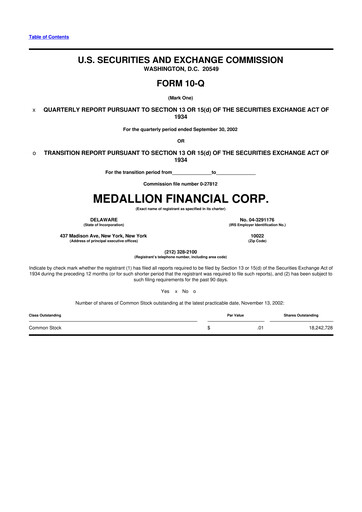 Thumbnail Medallion Financial Corp. 10-Q Quarterly Report FY 