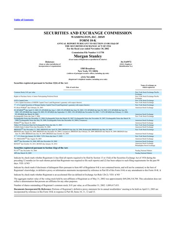 Thumbnail Morgan Stanley 10-K Annual Report 