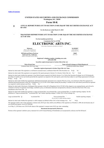 Thumbnail Electronic Arts 10-K Annual Report 2010