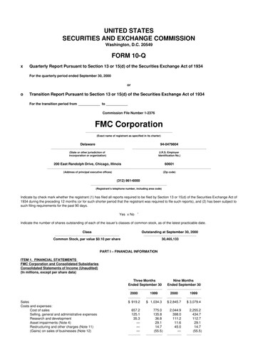 Thumbnail FMC Corporation 10-Q Quarterly Report FY 