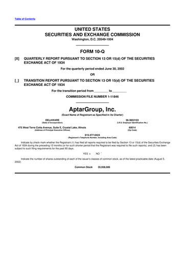 Thumbnail AptarGroup 10-Q Quarterly Report FY 