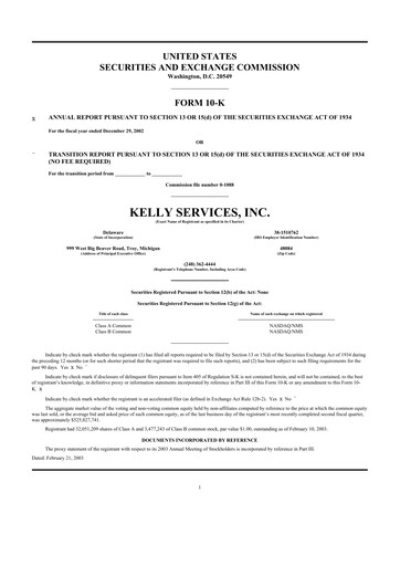 Thumbnail Kelly Services
 10-K Annual Report 