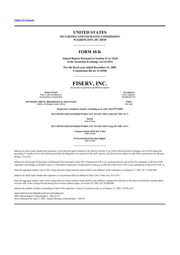 Thumbnail Fiserv 10-K Annual Report 