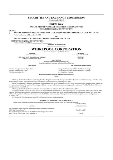 Thumbnail Whirlpool 10-K Annual Report 