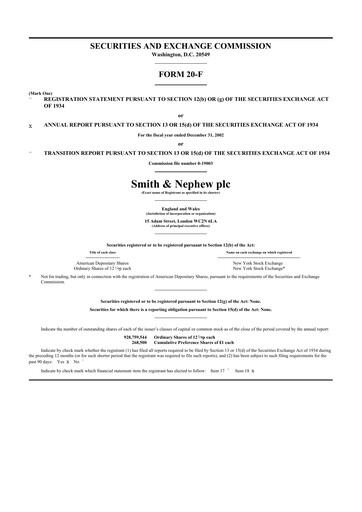 Thumbnail Smith & Nephew
 20-F Annual Report 